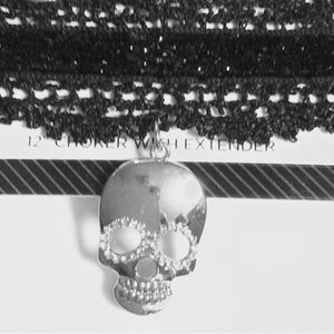 Choker Necklace Halloween Vintage Black Lace Skull